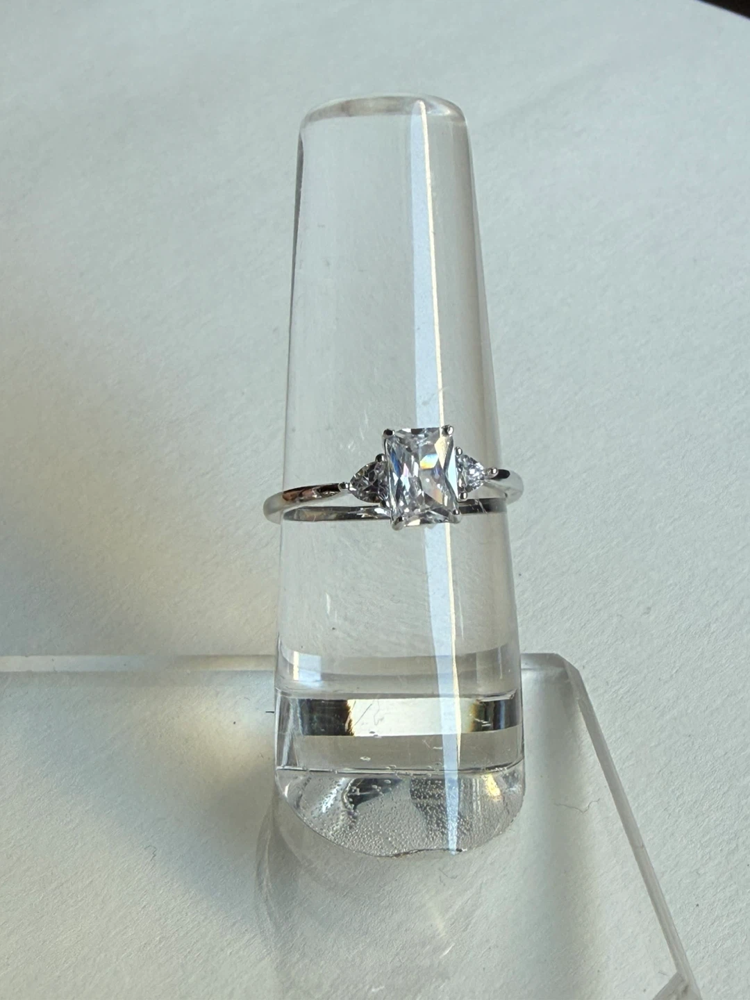 Minimalist radiant-cut CZ ring - sz 8