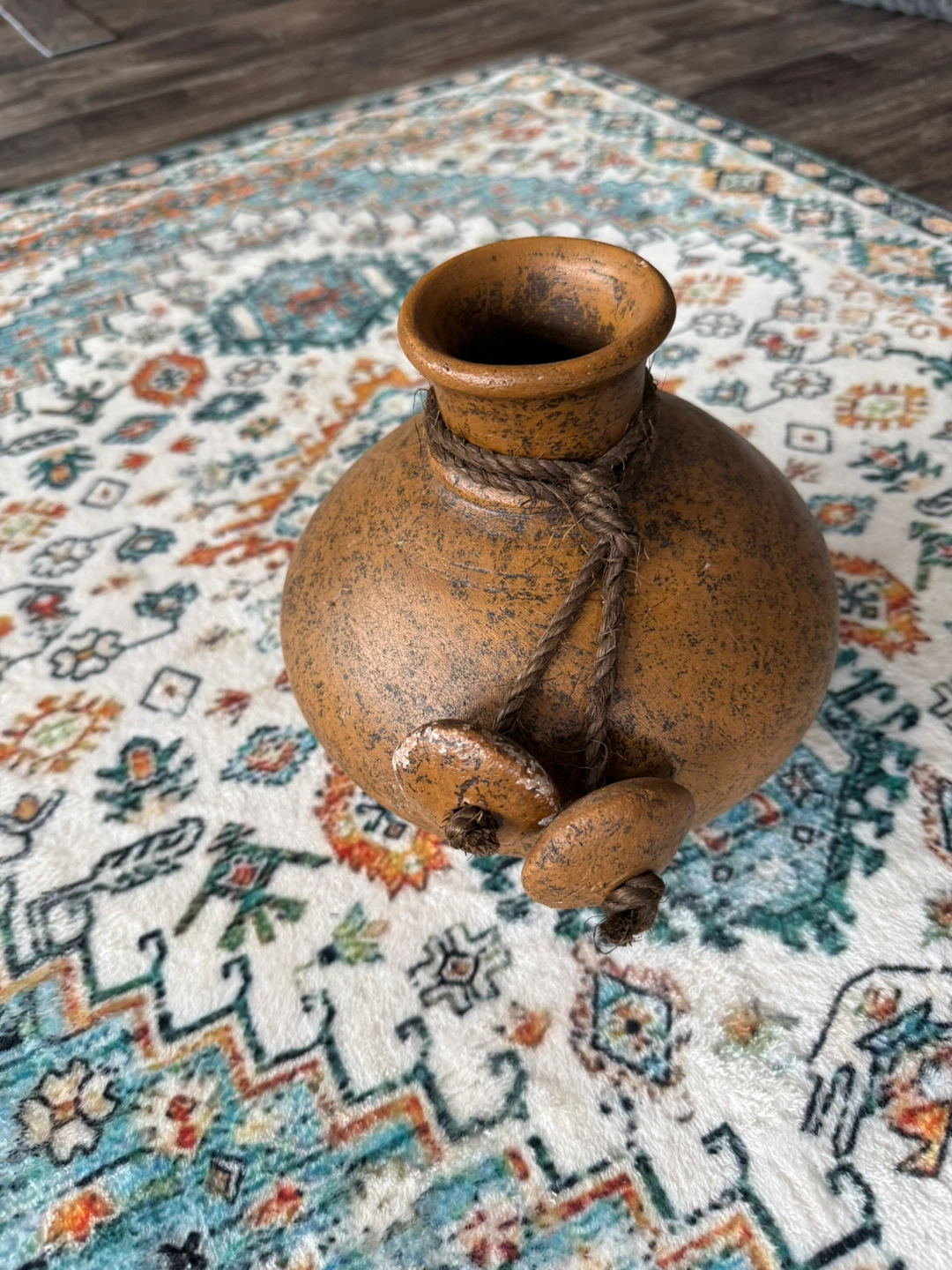 Decorative Ceramic Vase with Rope Accent