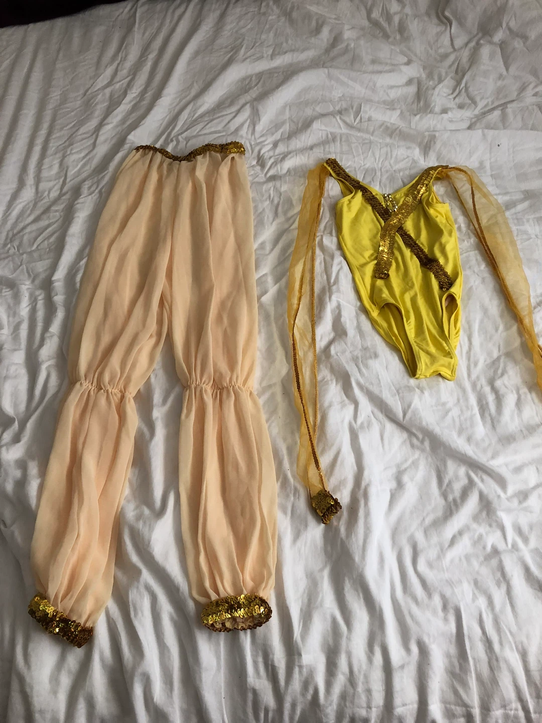 Girls Costume - Peach Pants & Yellow Leotard
