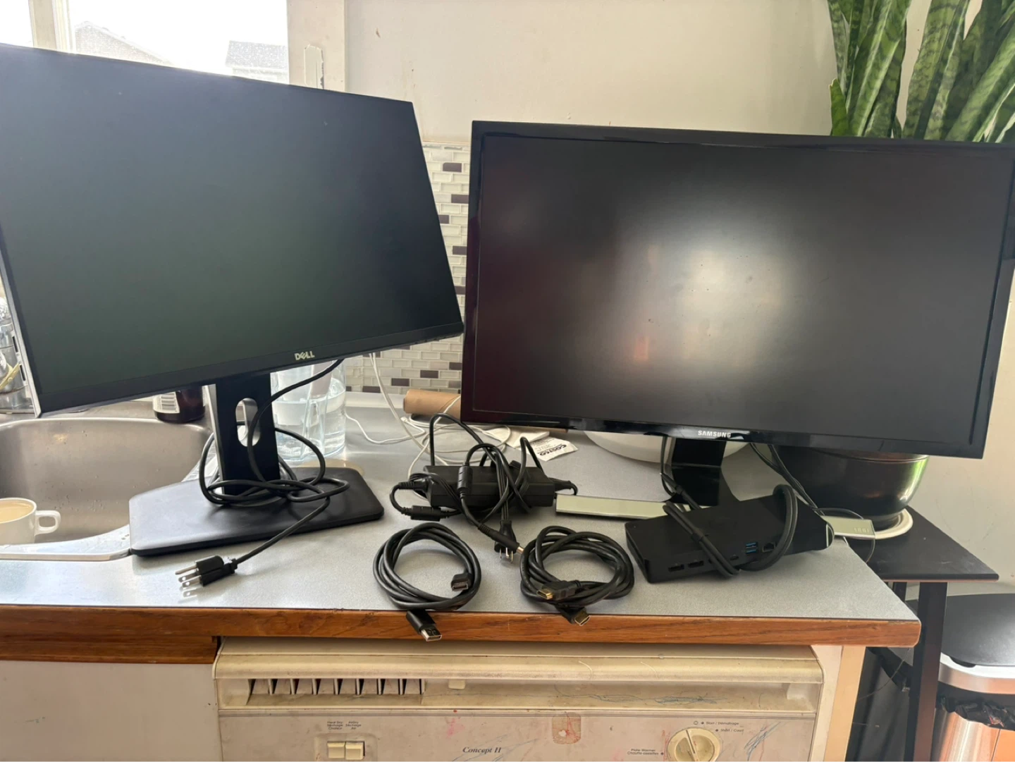 Dell and Samsung docking stations with cables