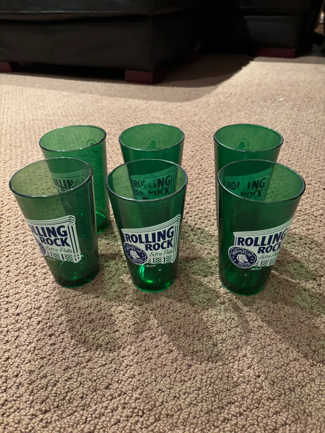 6 x  Rolling Rock Extra Pale Beer Glass cups - photo 3