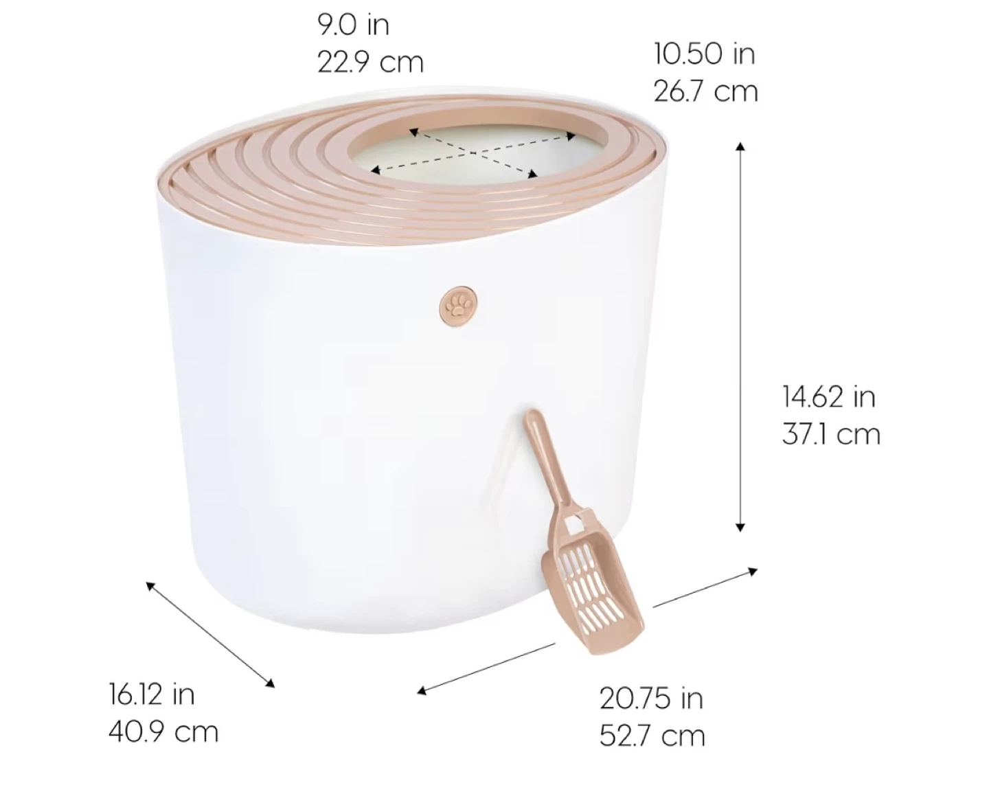 IRIS USA Top Entry Large Cat Litter Box with Scoop - White/Beige - photo 2