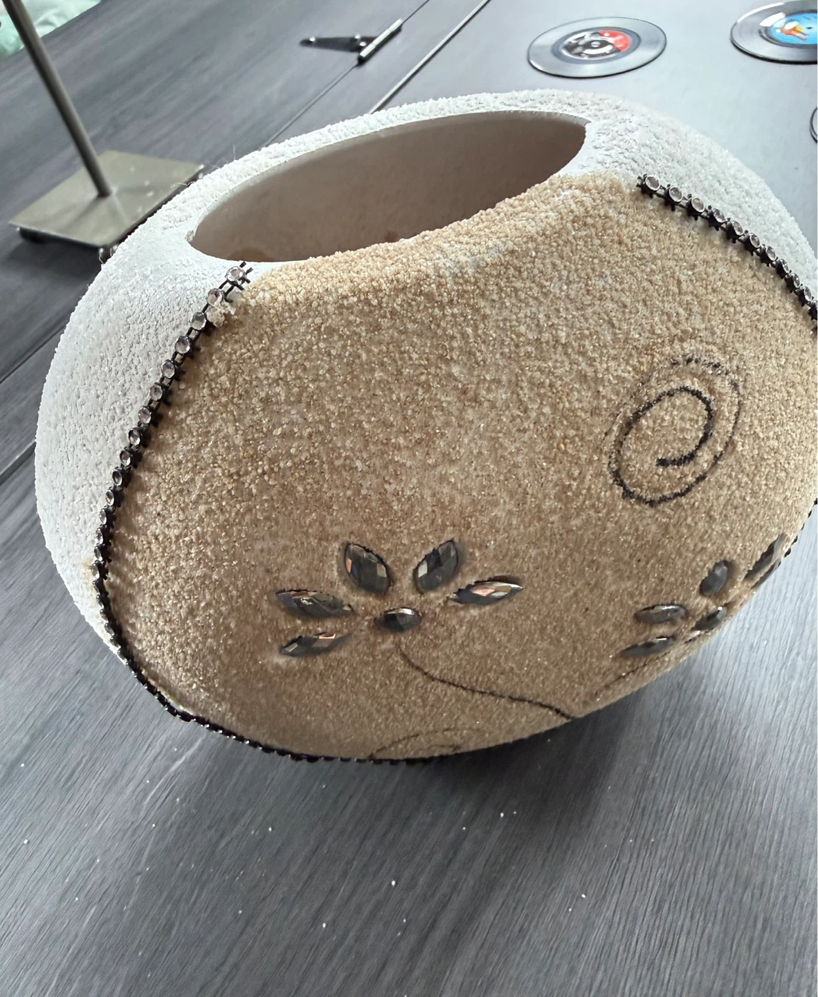 Decorative Vase with Rhinestones and Textured Finish - photo 2