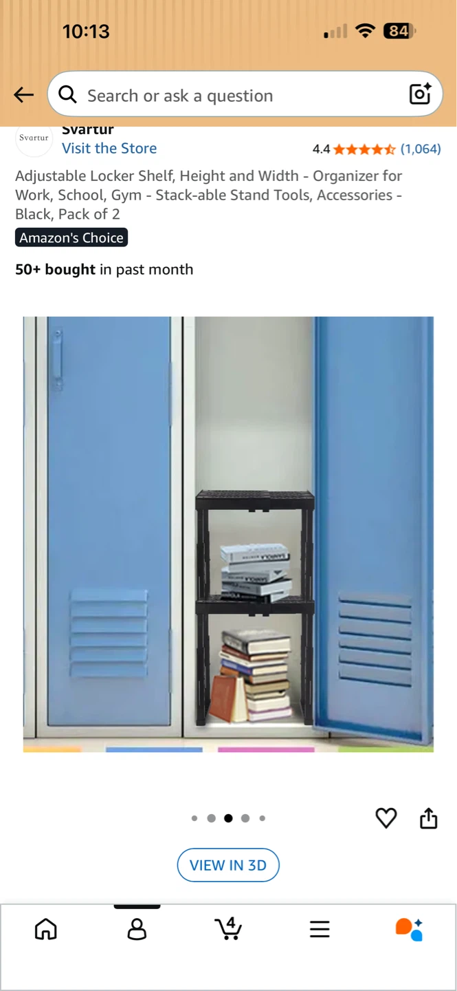 Svartur Adjustable Locker Shelf Organizer - Black, Pack of 2 - photo 2