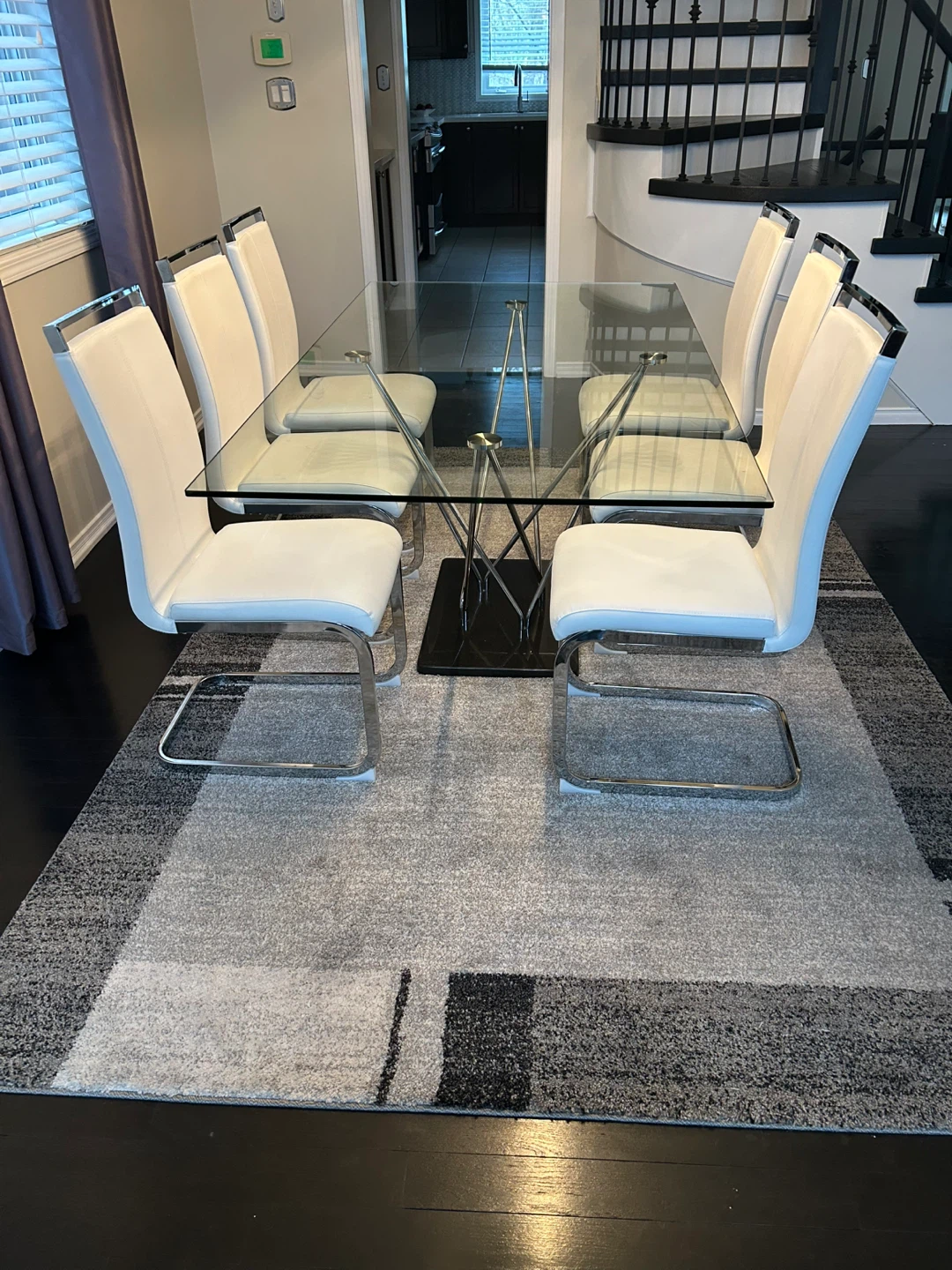 Glass dining table dining set-complete with 8 chairs - photo 2
