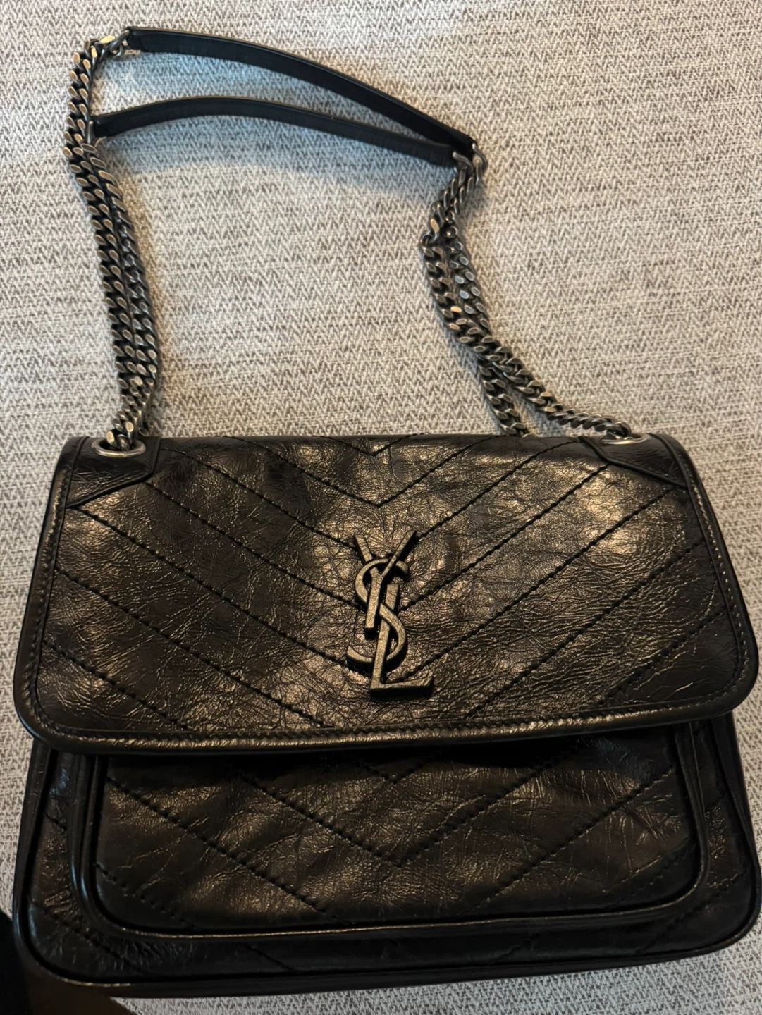 Saint Laurent Black Leather Shoulder Bag