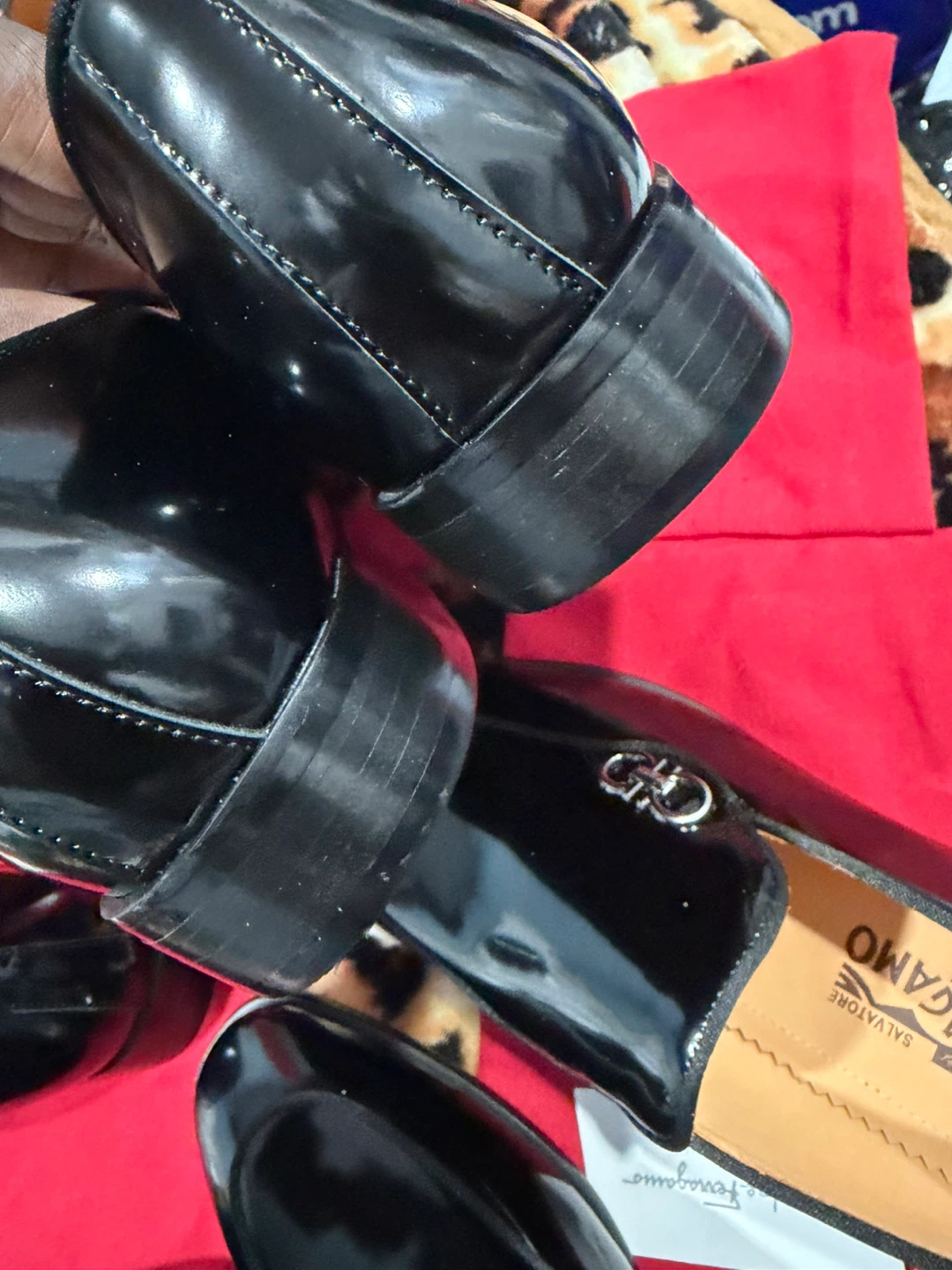Salvatore Ferragamo Black Patent Leather Loafers Size 44 - photo 5
