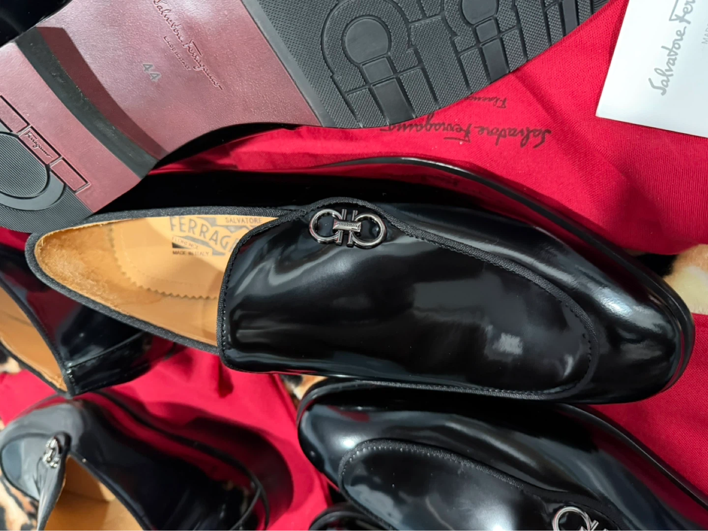 Salvatore Ferragamo Black Patent Leather Loafers Size 44 - photo 3