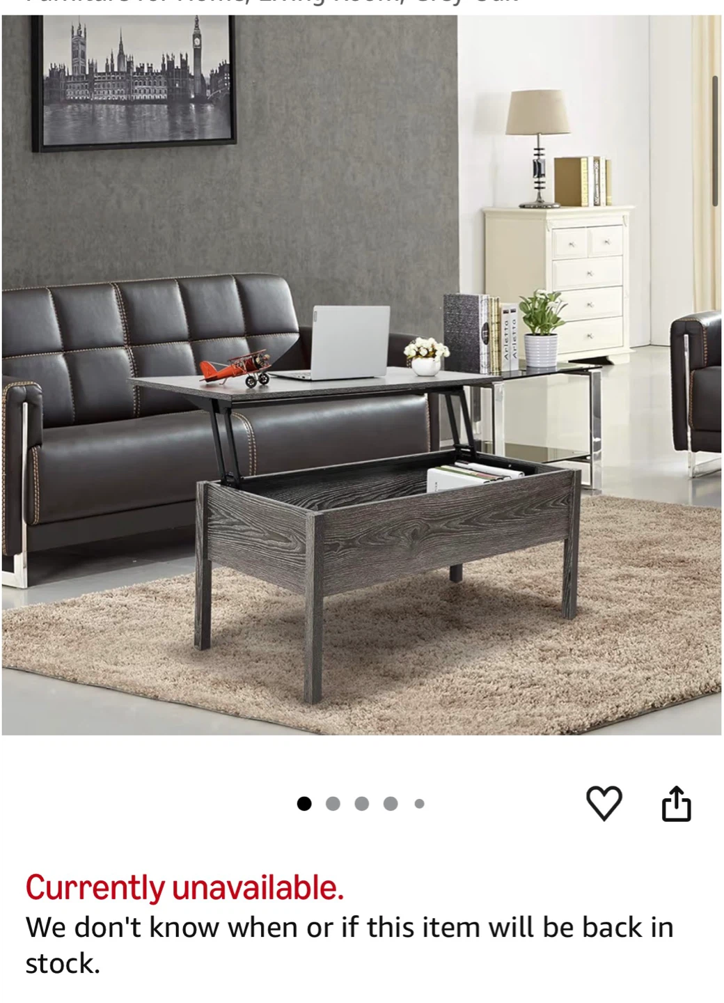 JAXSUNNY Lift Top Coffee Table with Storage - Grey Oak - photo 3