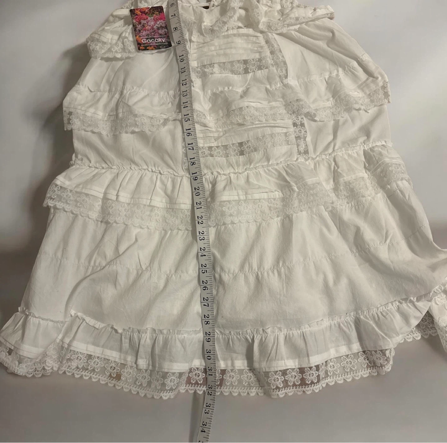 Gocooly White Tiered Lace Ruffle Dress - photo 3
