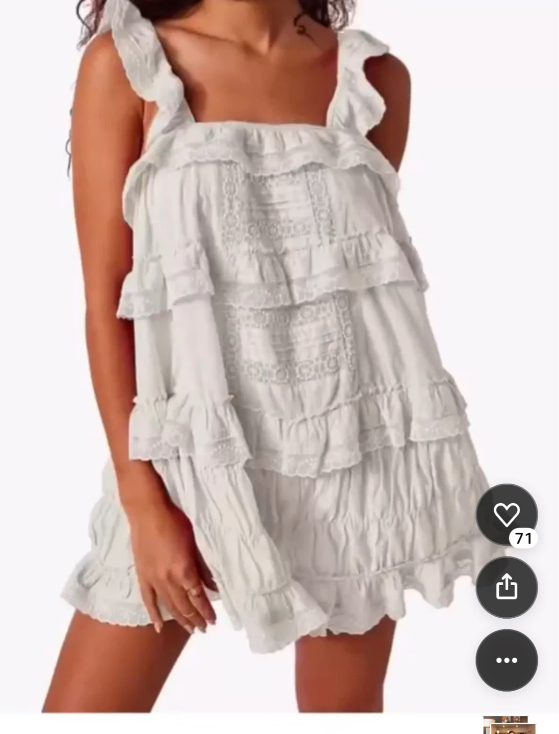 Gocooly White Tiered Lace Ruffle Dress
