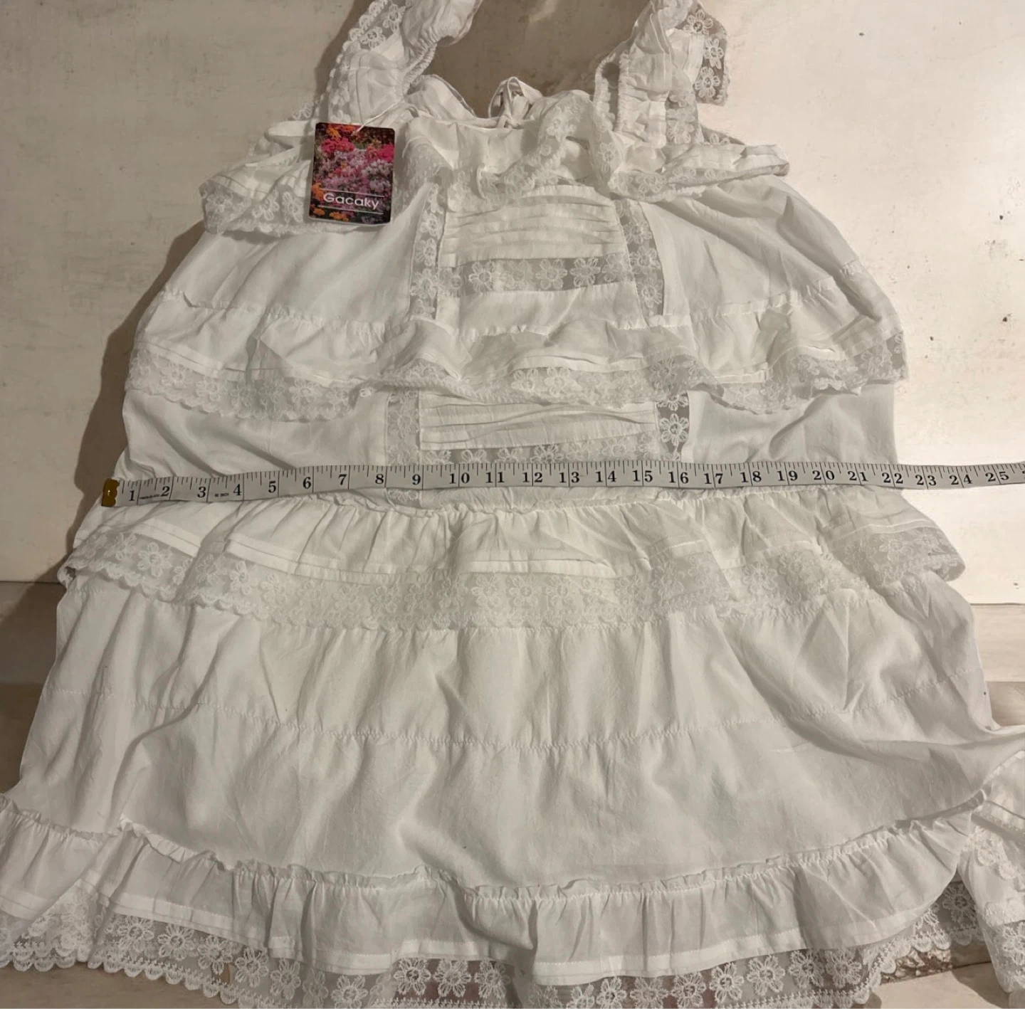 Gocooly White Tiered Lace Ruffle Dress - photo 2