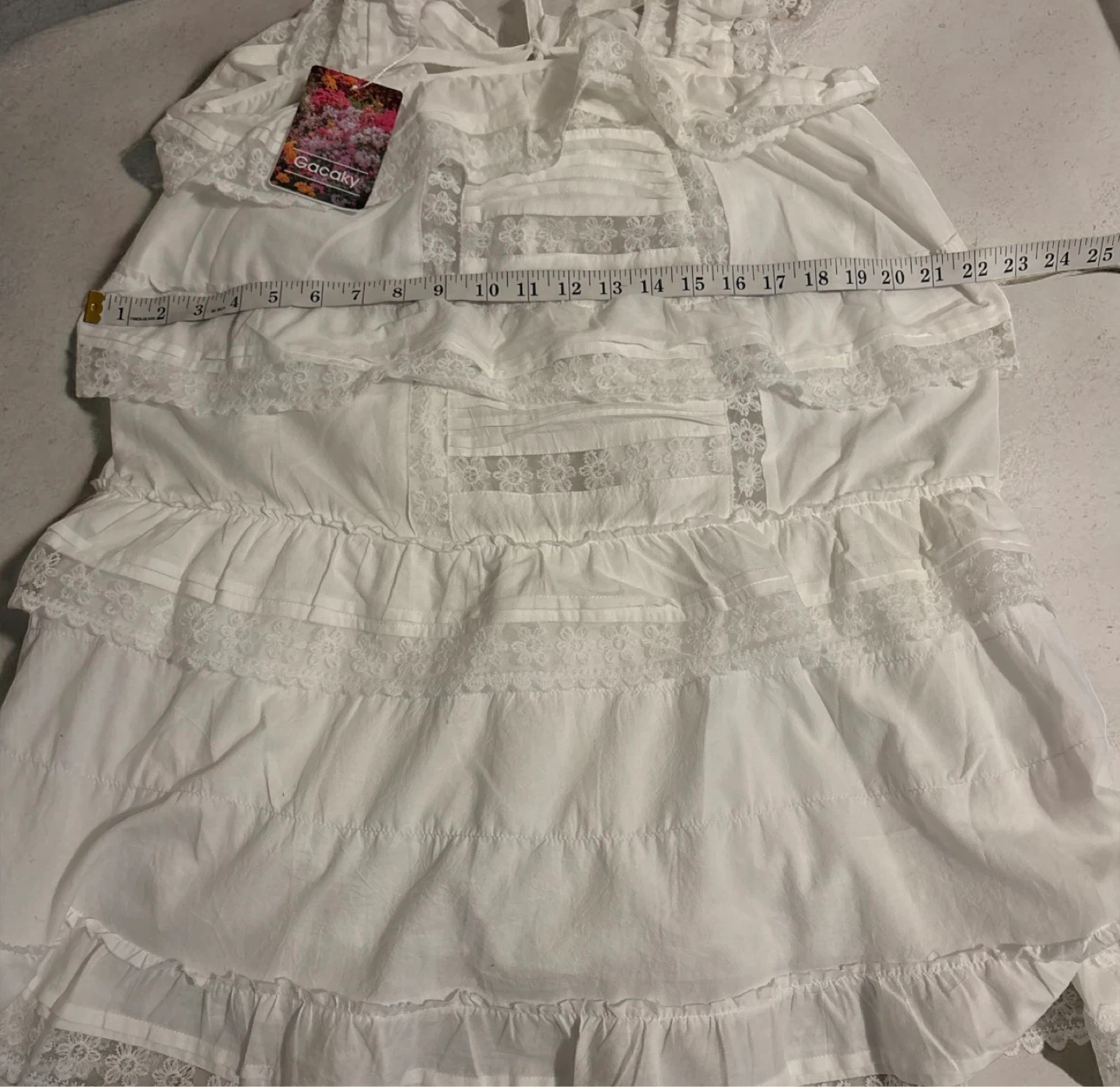 Gocooly White Tiered Lace Ruffle Dress - photo 4