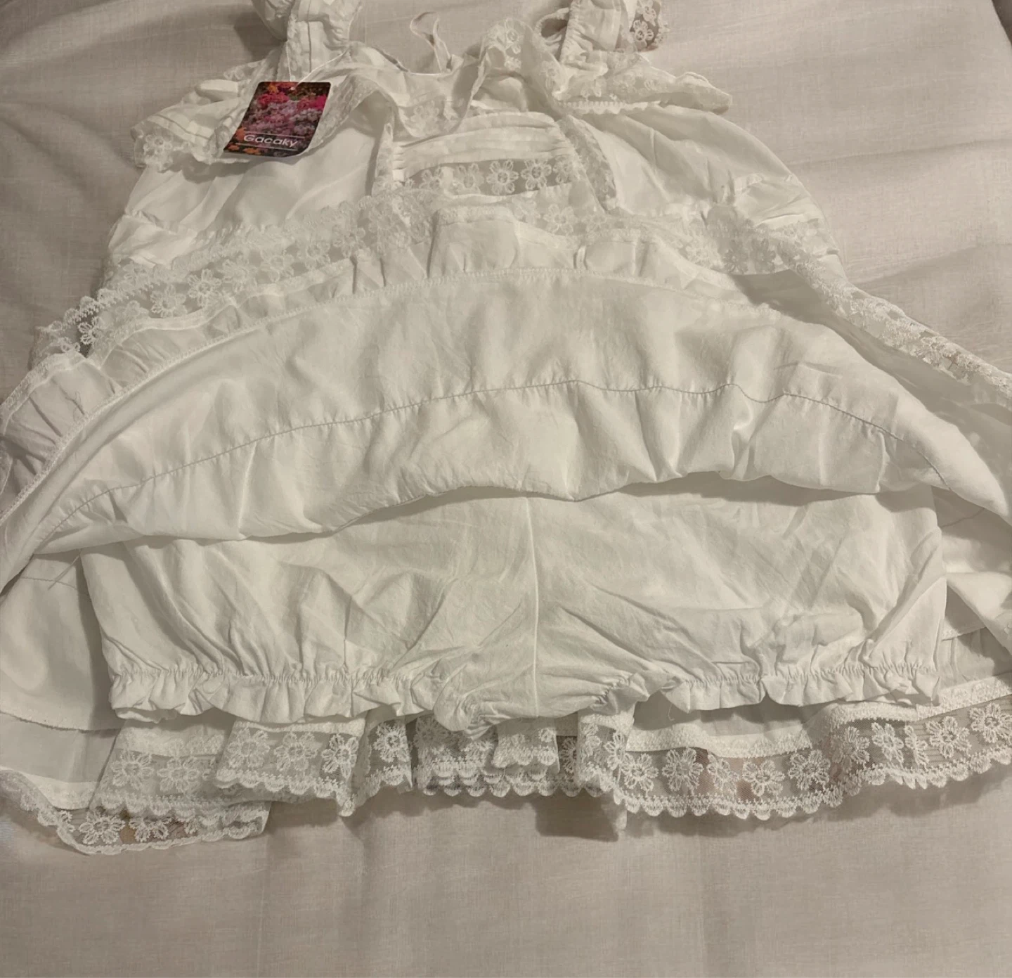Gocooly White Tiered Lace Ruffle Dress - photo 5