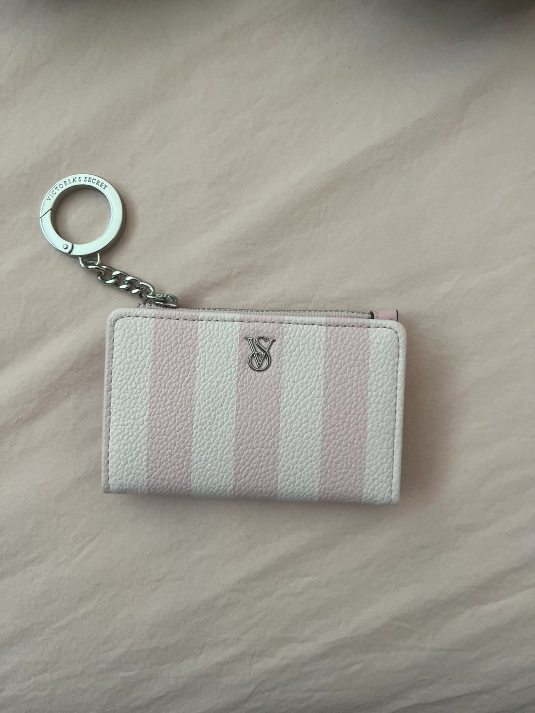 Victoria's Secret Pink Stripe Card Holder with Keychain