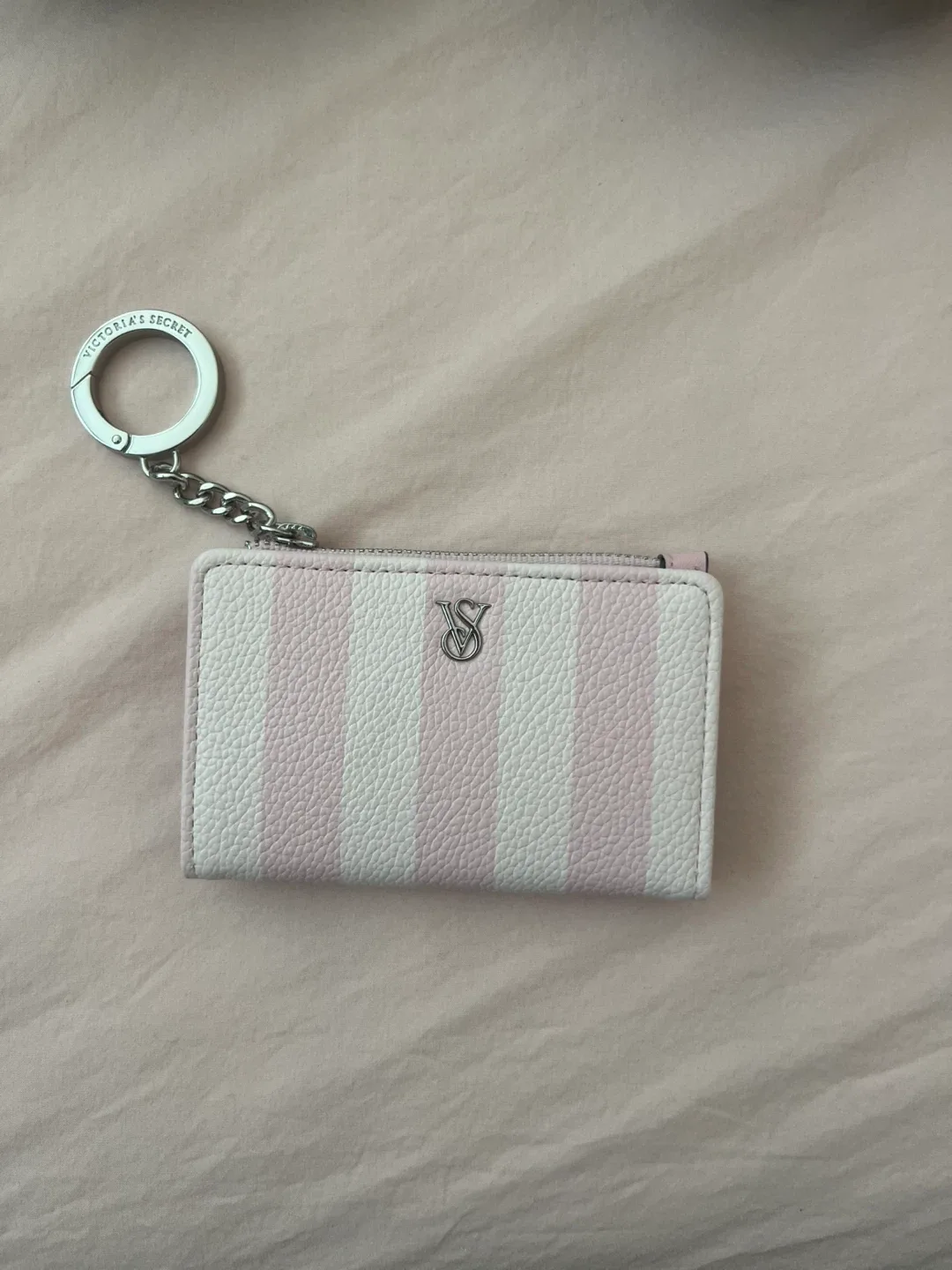 Victoria's Secret Pink Stripe Card Holder with Keychain