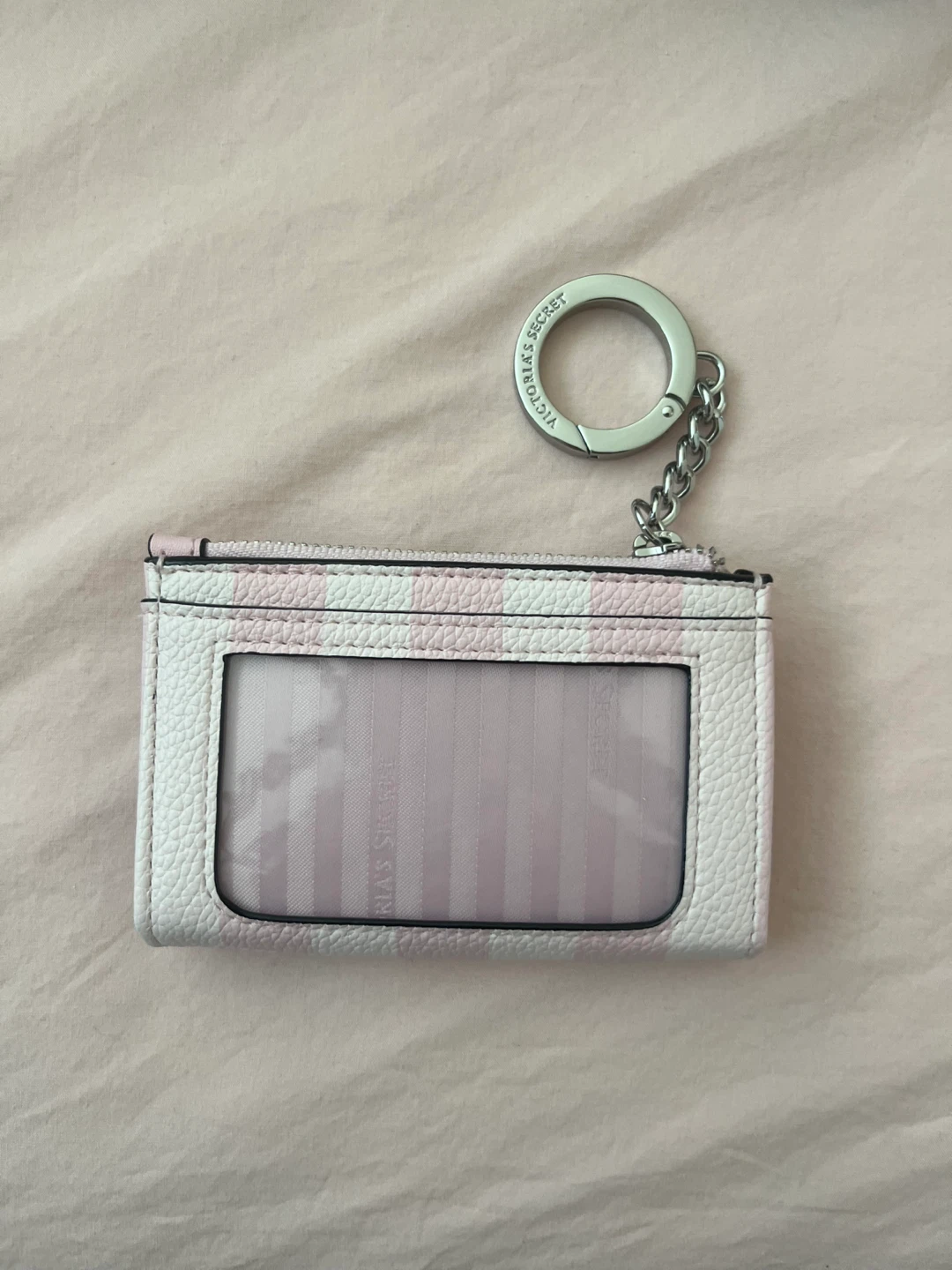 Victoria's Secret Pink Stripe Card Holder with Keychain - photo 2