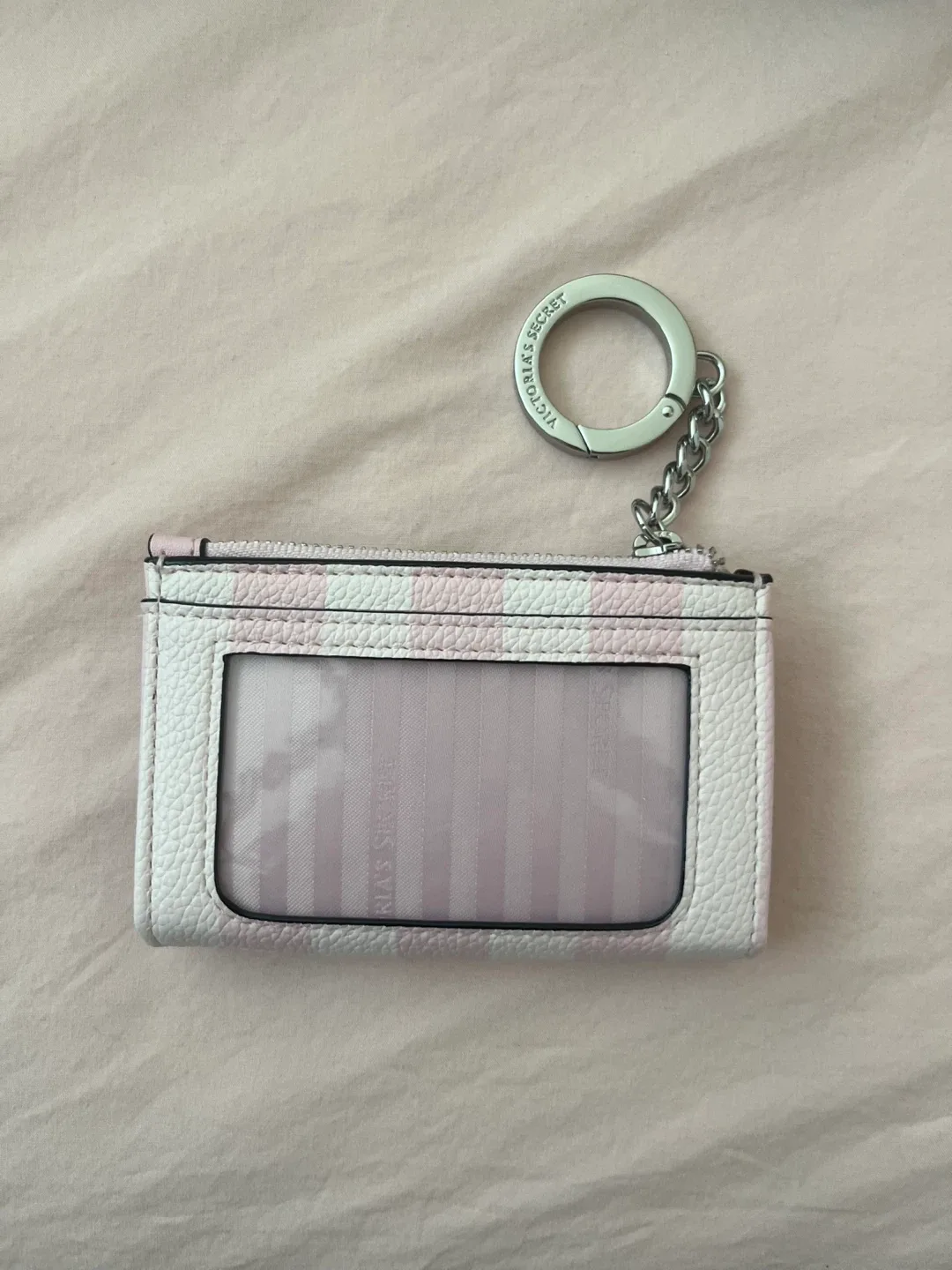 Victoria's Secret Pink Stripe Card Holder with Keychain - photo 2