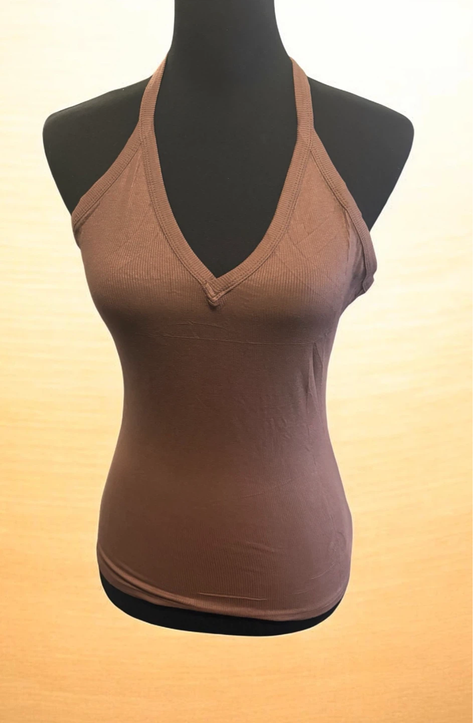 Brown Ribbed Racerback Tank Top - Size L