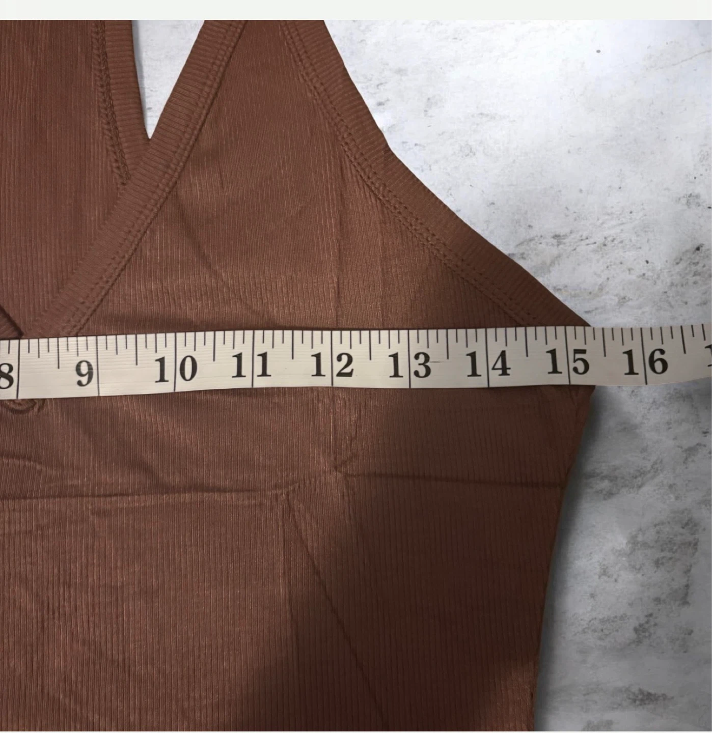 Brown Ribbed Racerback Tank Top - Size L - photo 3