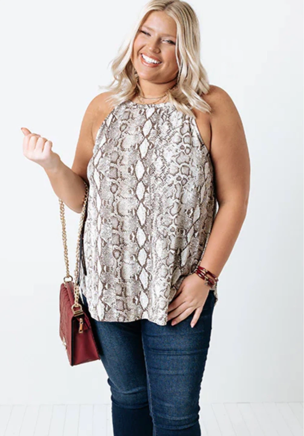 Women's Snake Print Halter Top