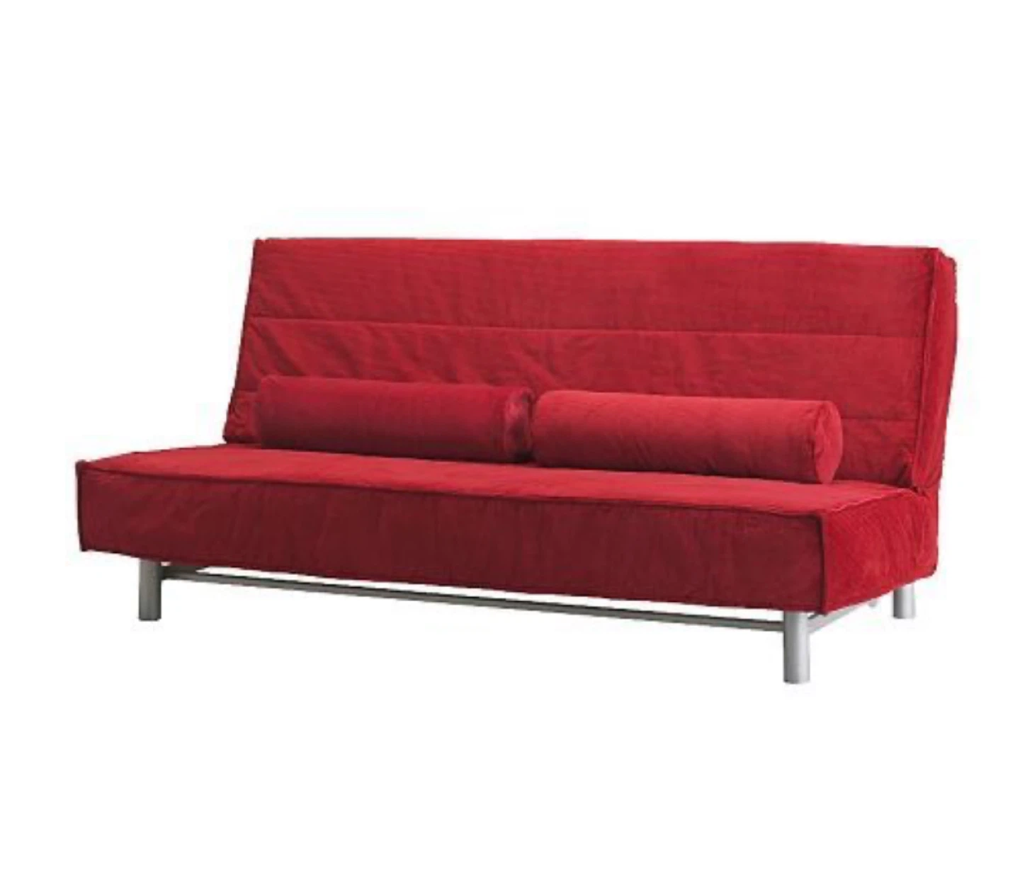 IKEA Red Convertible Sofa Bed with Pillows
