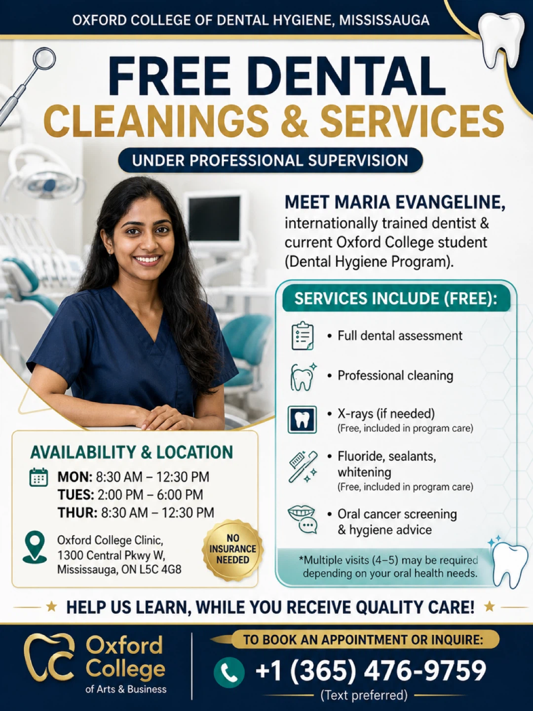 Free Dental Cleanings & Services at Oxford College
