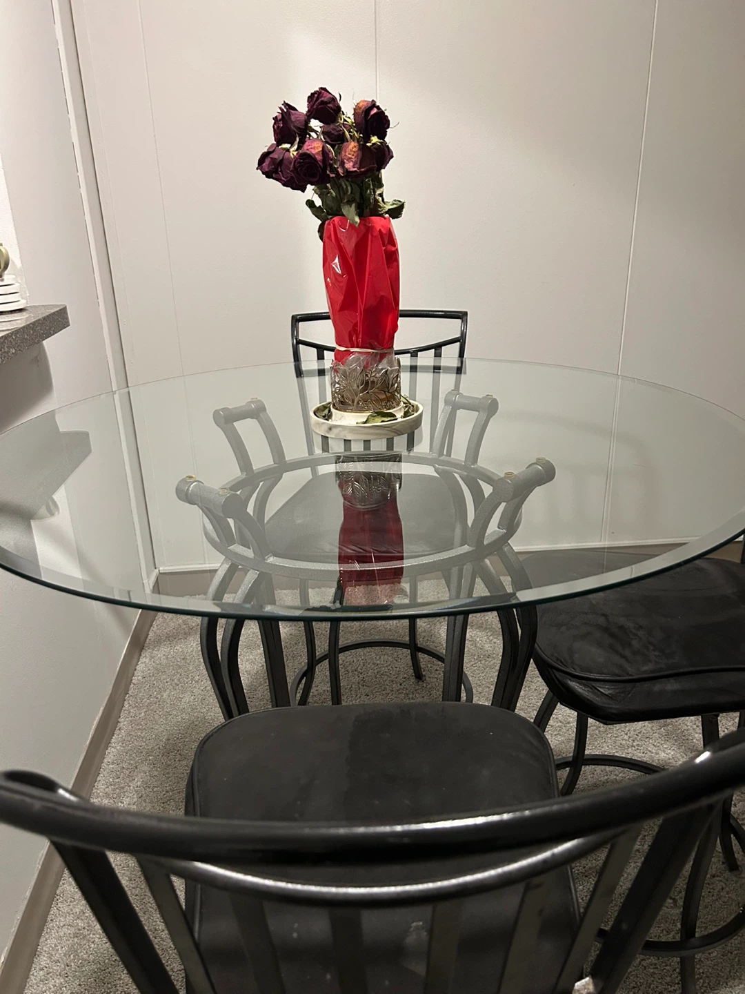 Black Swivel Bar Stool with Padded Seat - photo 5