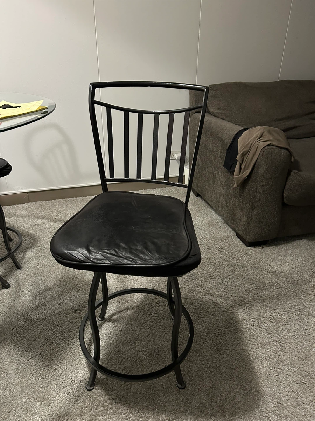 Black Swivel Bar Stool with Padded Seat