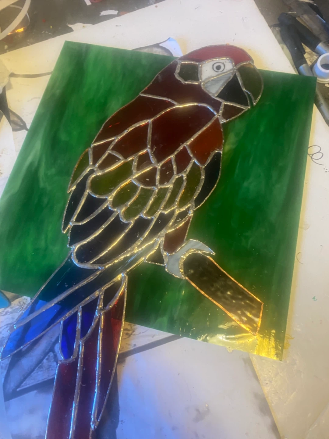 Stained Glass Parrot Window Hanging - photo 4