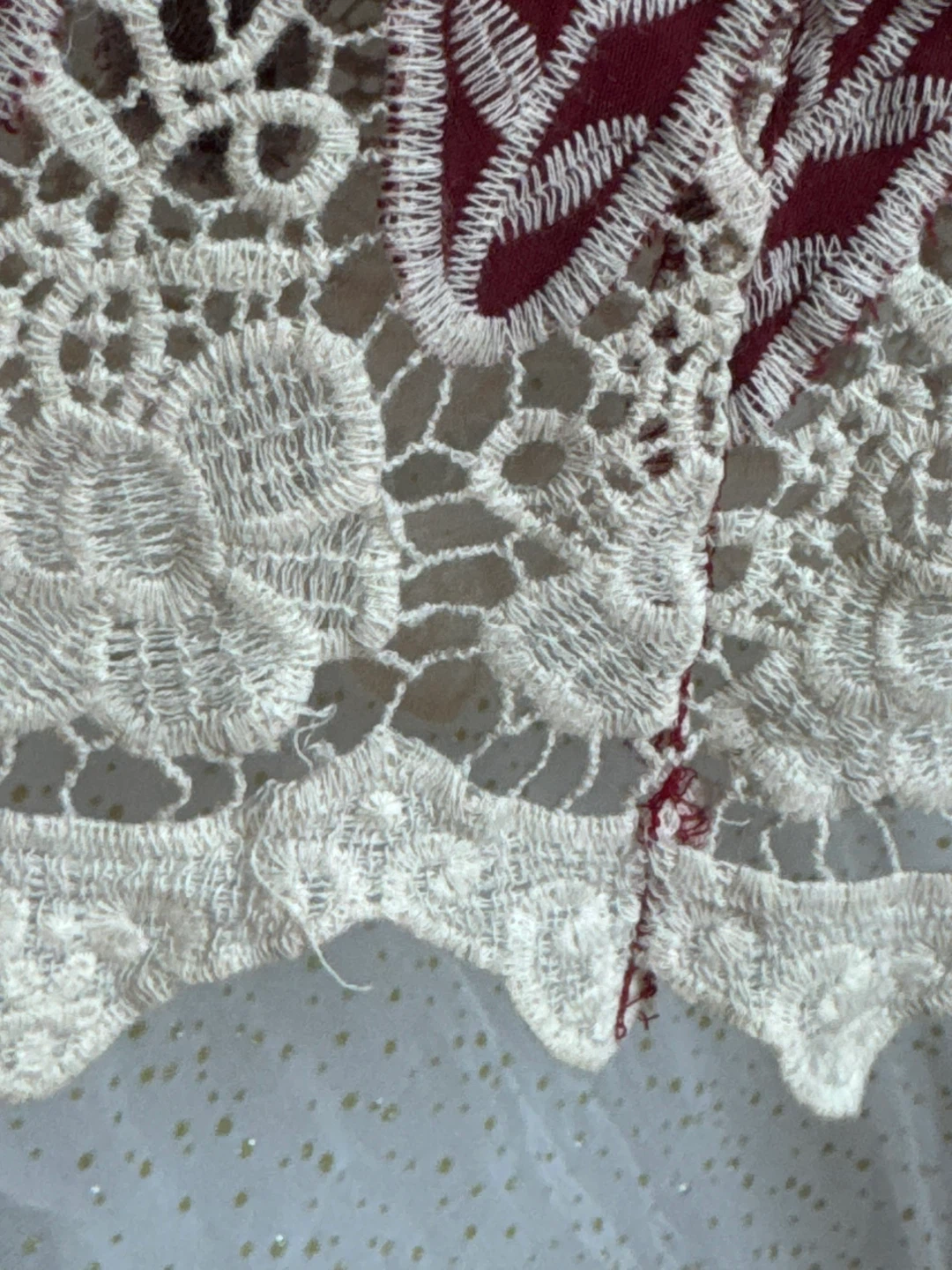 Maroon Embroidered Lace Dress - photo 4