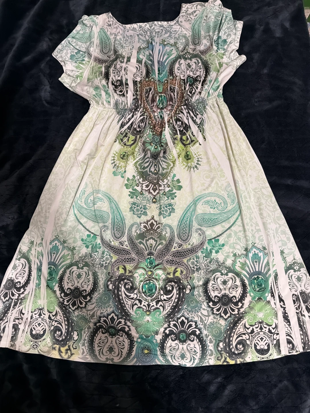 Women's Paisley Print Short Sleeve Maxi Dress - photo 5