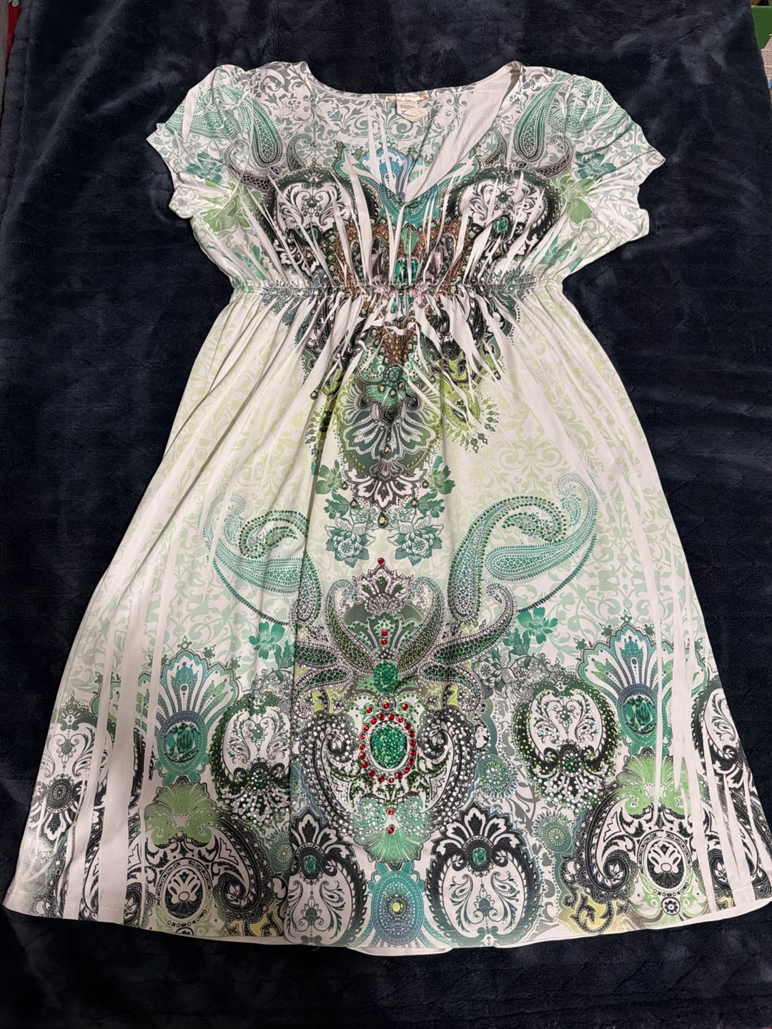 Women's Paisley Print Short Sleeve Maxi Dress - photo 2