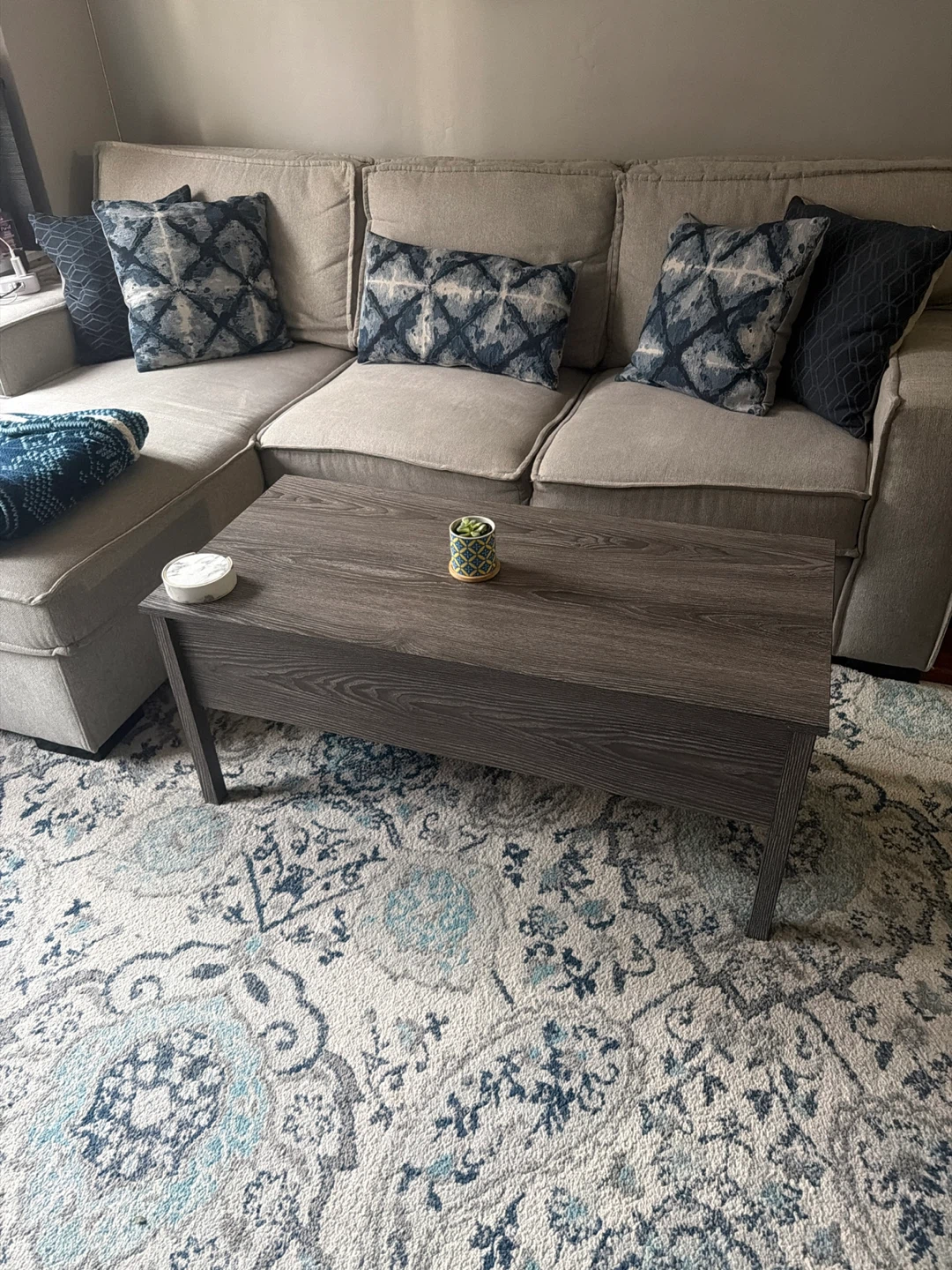 JAXSUNNY Lift Top Coffee Table with Storage - Grey Oak - photo 5