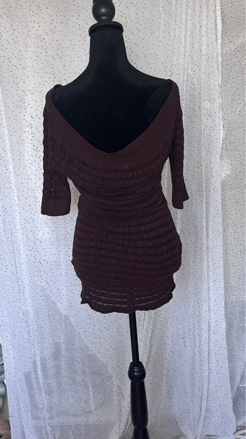 Le Château Brown Knit Off-the-Shoulder Sweater - Size S - photo 2