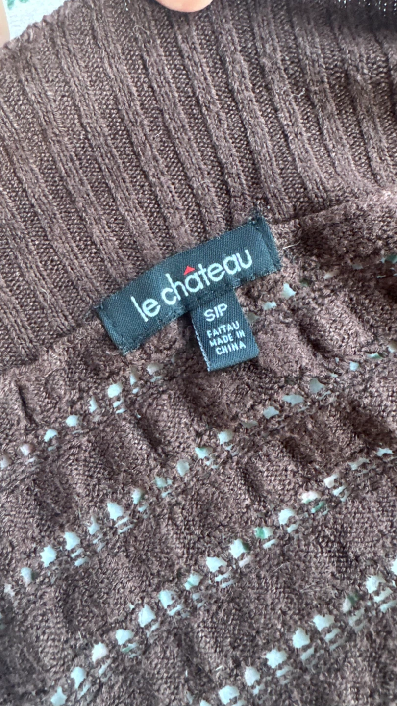 Le Château Brown Knit Off-the-Shoulder Sweater - Size S - photo 5