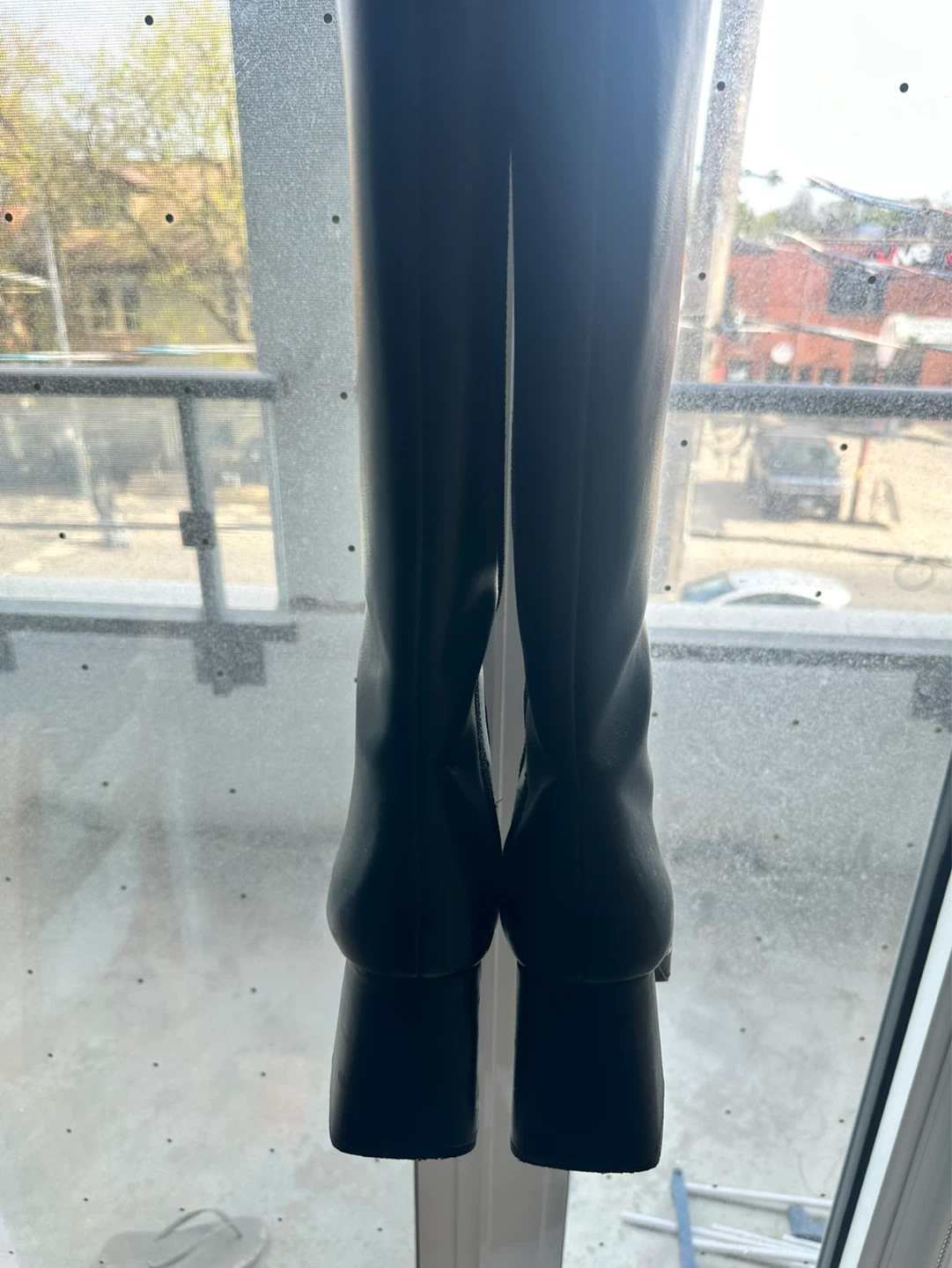 Black Faux Leather Knee-High Boots - photo 3