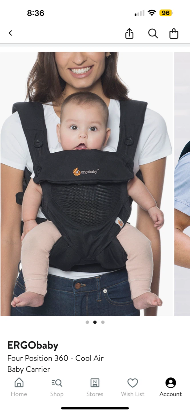 Ergobaby Four Position 360 Cool Air Baby Carrier - Black