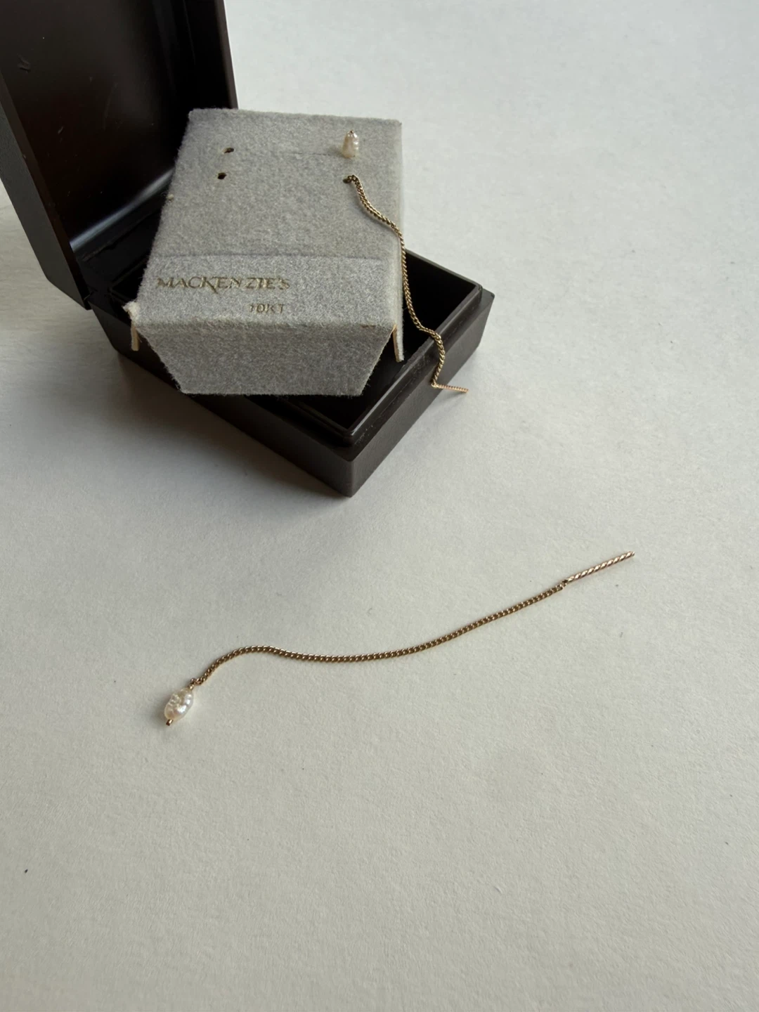 10K gold + pearl threader earrings - photo 4