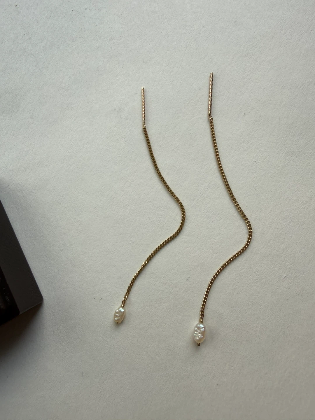 10K gold + pearl threader earrings - photo 5
