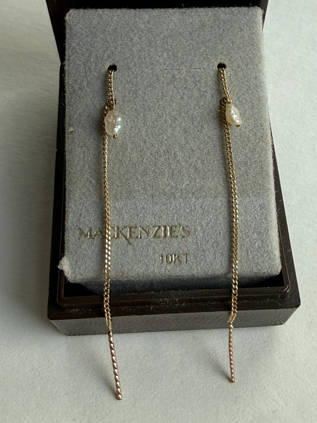10K gold + pearl threader earrings - photo 2
