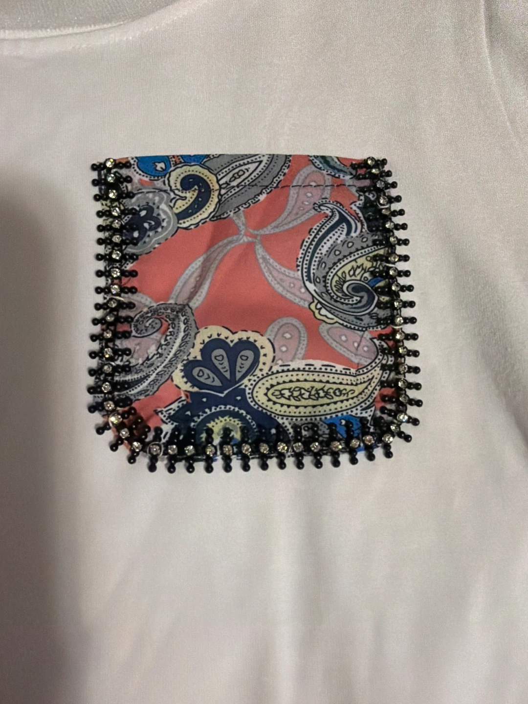 White T-Shirt with Decorative Pocket - photo 2