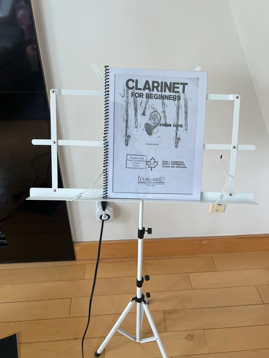 White Adjustable Music Stand with Clarinet Book - photo 2
