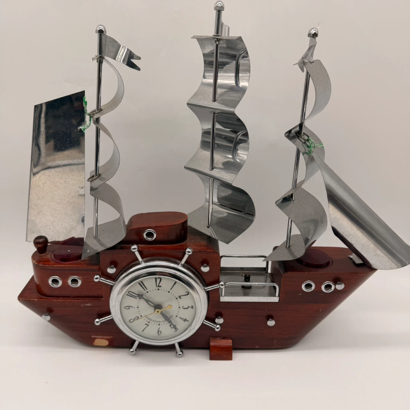 Vintage Sessions-United Wooden Sailboat Clock Lamp Nautical - photo 2