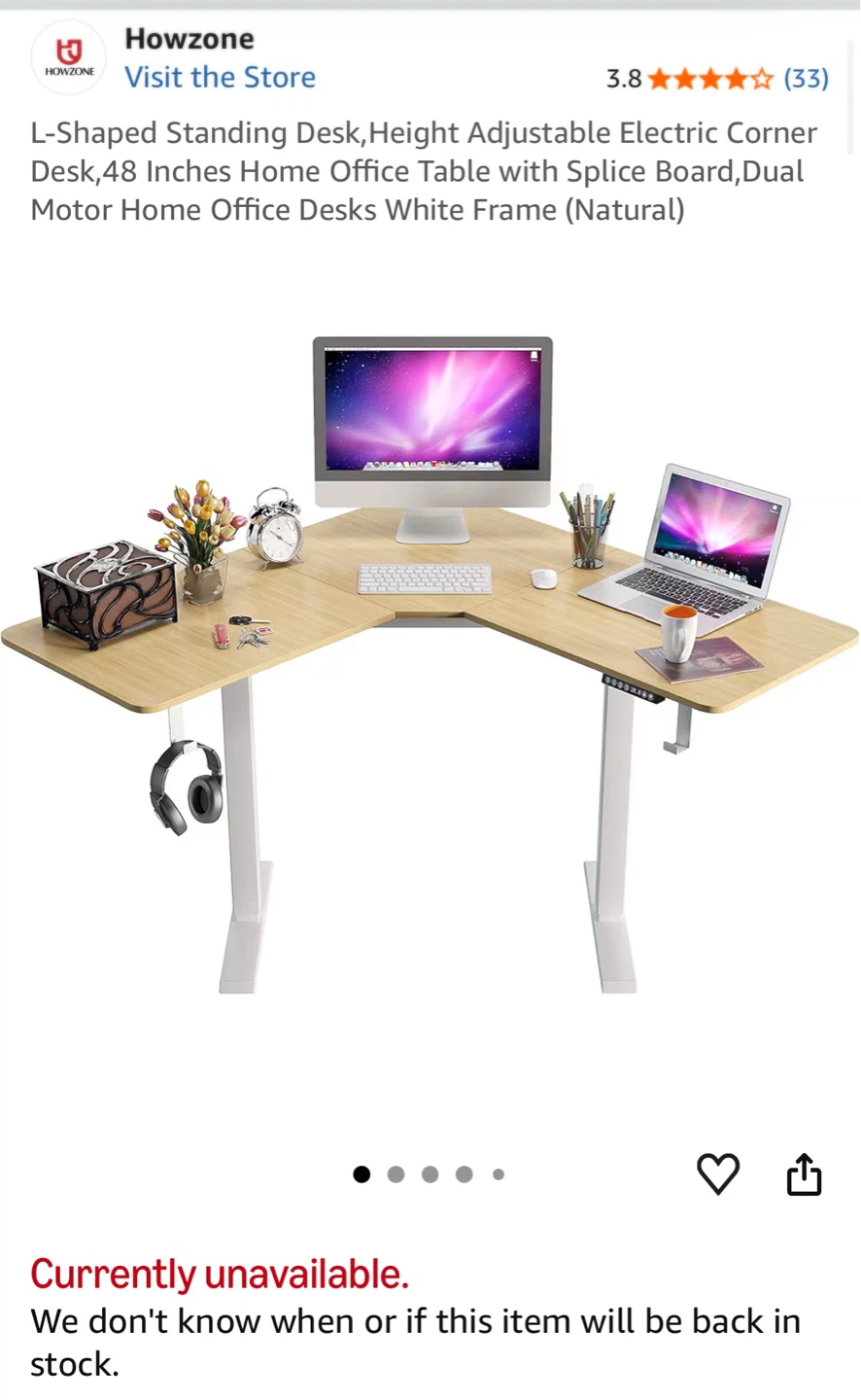L-Shaped Standing Desk - Height Adjustable Electric Corner Desk