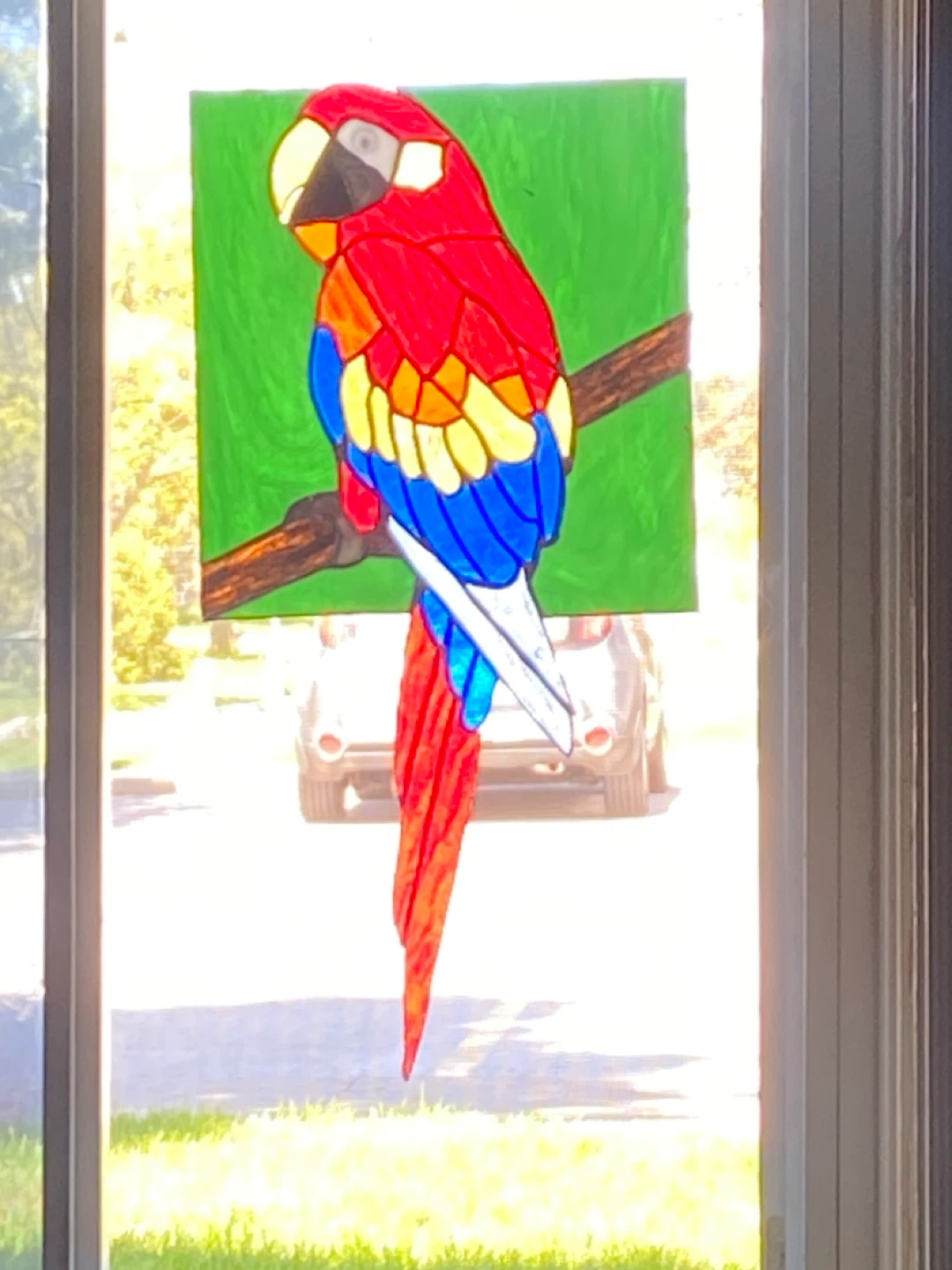 Stained Glass Parrot Sun Catcher