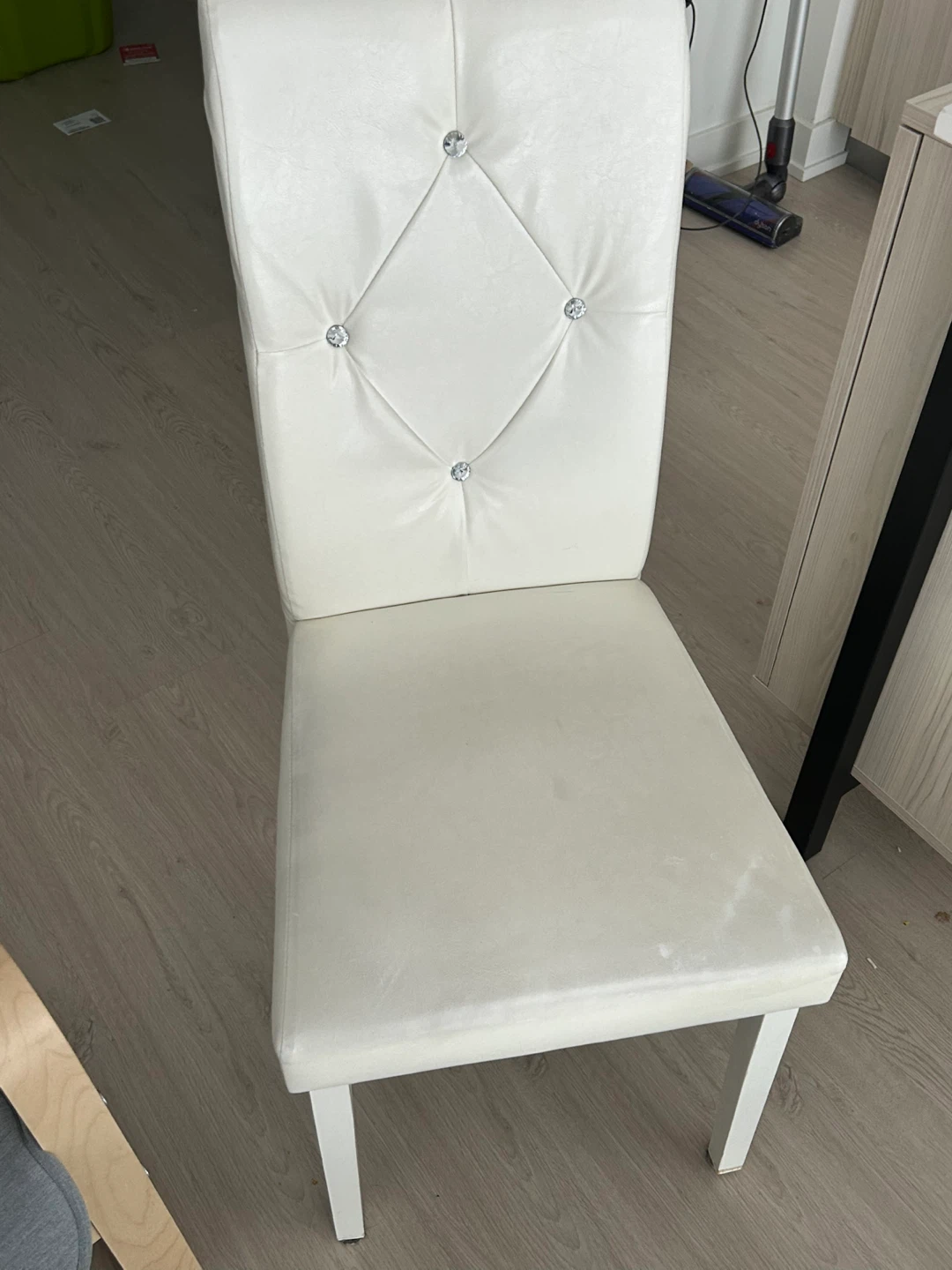 White Dining Chair with Crystal Accents