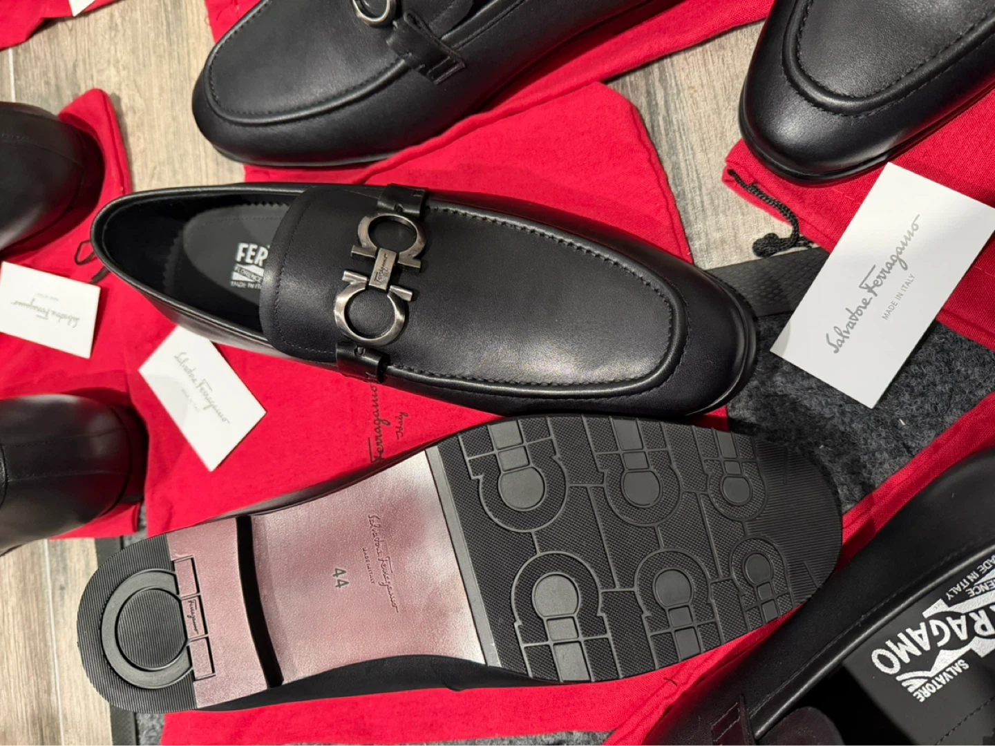 Salvatore Ferragamo Black Leather Loafers - Size 44