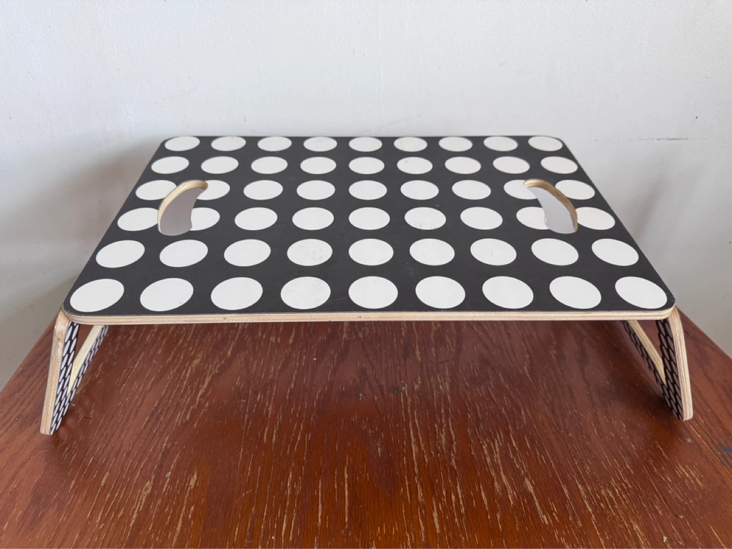 Lap Desk Tray with Black and White Polka Dots