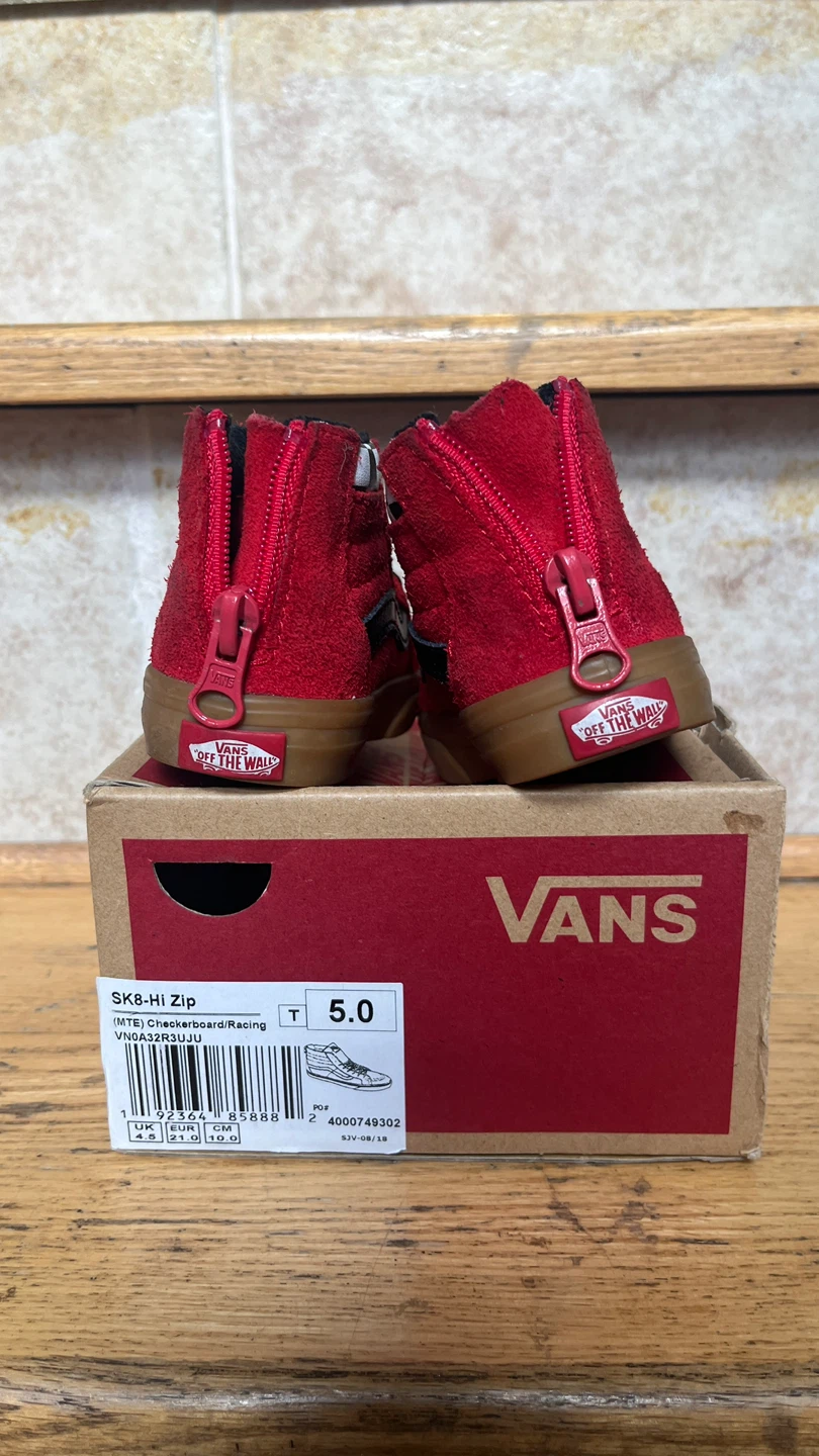 Vans SK8-Hi Zip Toddler Shoes - Red/Black Checkerboard Size 5 - photo 3